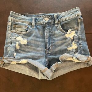 American Eagle Outfitters Blue Jean Shorts Distressed High-Waisted